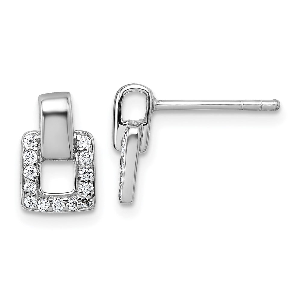 Sterlingsilber Rhodiniert Zirkonia Quadratisch Ohrstecker