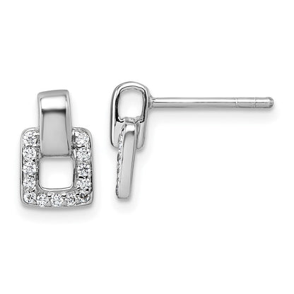 Sterlingsilber Rhodiniert Zirkonia Quadratisch Ohrstecker