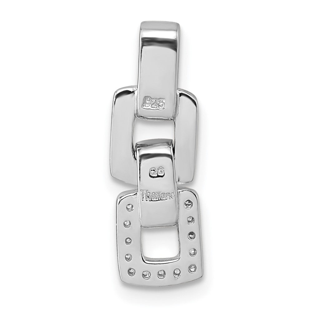 Sterlingsilber Rhodiniert Zirkonia Doppelt Quadratisch Anhänger