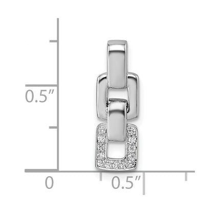 Sterlingsilber Rhodiniert Zirkonia Doppelt Quadratisch Anhänger