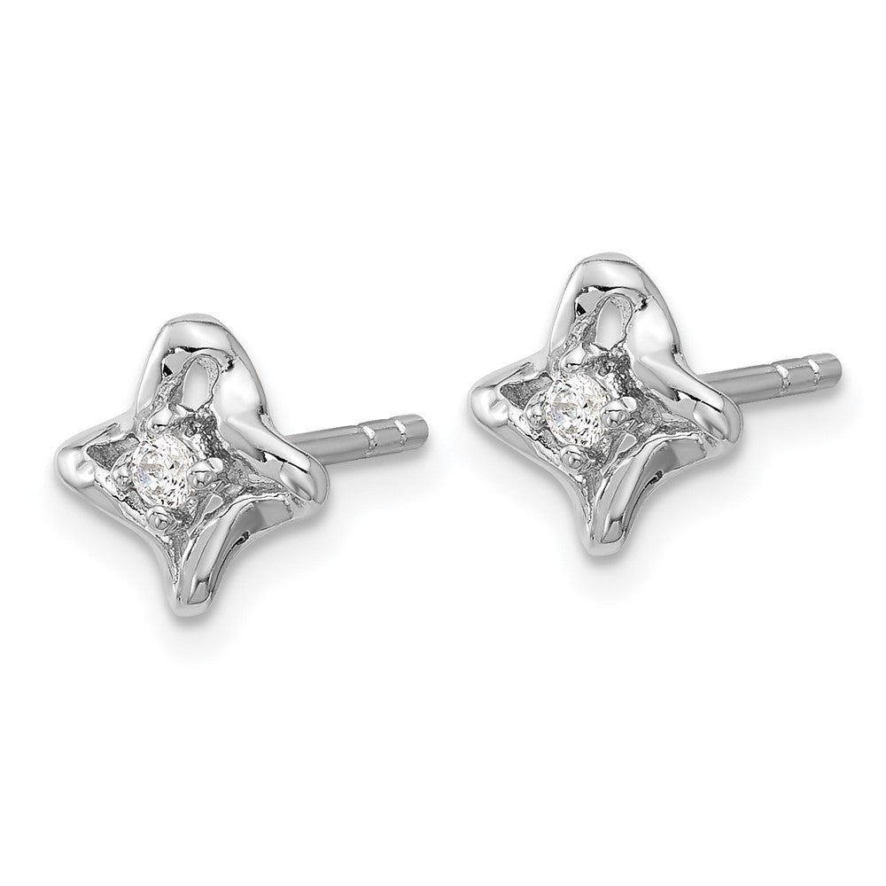 Sterlingsilber Rhodiniert Poliert Zirkonia Ohrstecker