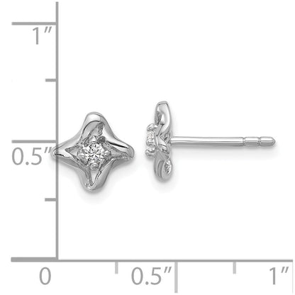 Sterlingsilber Rhodiniert Poliert Zirkonia Ohrstecker