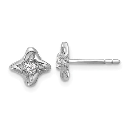 Sterlingsilber Rhodiniert Poliert Zirkonia Ohrstecker