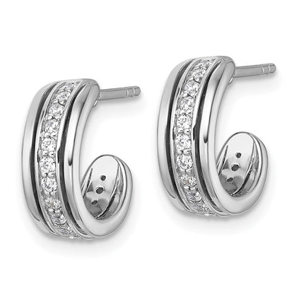 Sterlingsilber Rhodiniert Zirkonia Stecker Creolen