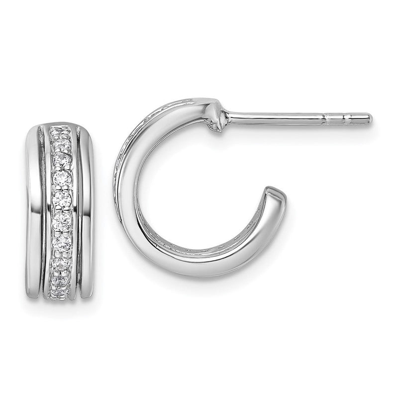 Sterlingsilber Rhodiniert Zirkonia Stecker Creolen
