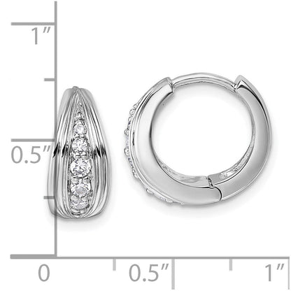 Sterlingsilber Rhodiniert Gerillt Zirkonia Poliert Creolen