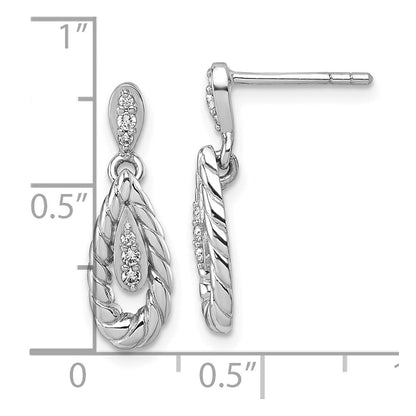 Sterlingsilber Rhodiniert Poliert Zirkonia Tropfen Hängend Ohrstecker