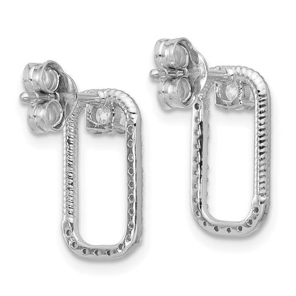 Sterlingsilber Rhodiniert Zirkonia Strukturiert Rechteck Ohrstecker
