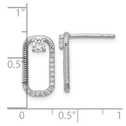 Sterlingsilber Rhodiniert Zirkonia Strukturiert Rechteck Ohrstecker