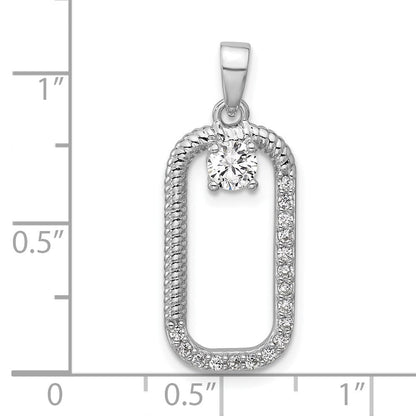 Sterlingsilber Rhodiniert Zirkonia Strukturiert Rechteck Anhänger