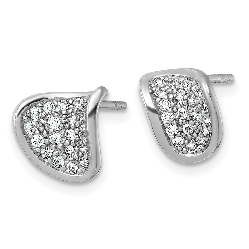 Sterlingsilber Rhodiniert Poliert Gebogen Zirkonia Ohrstecker