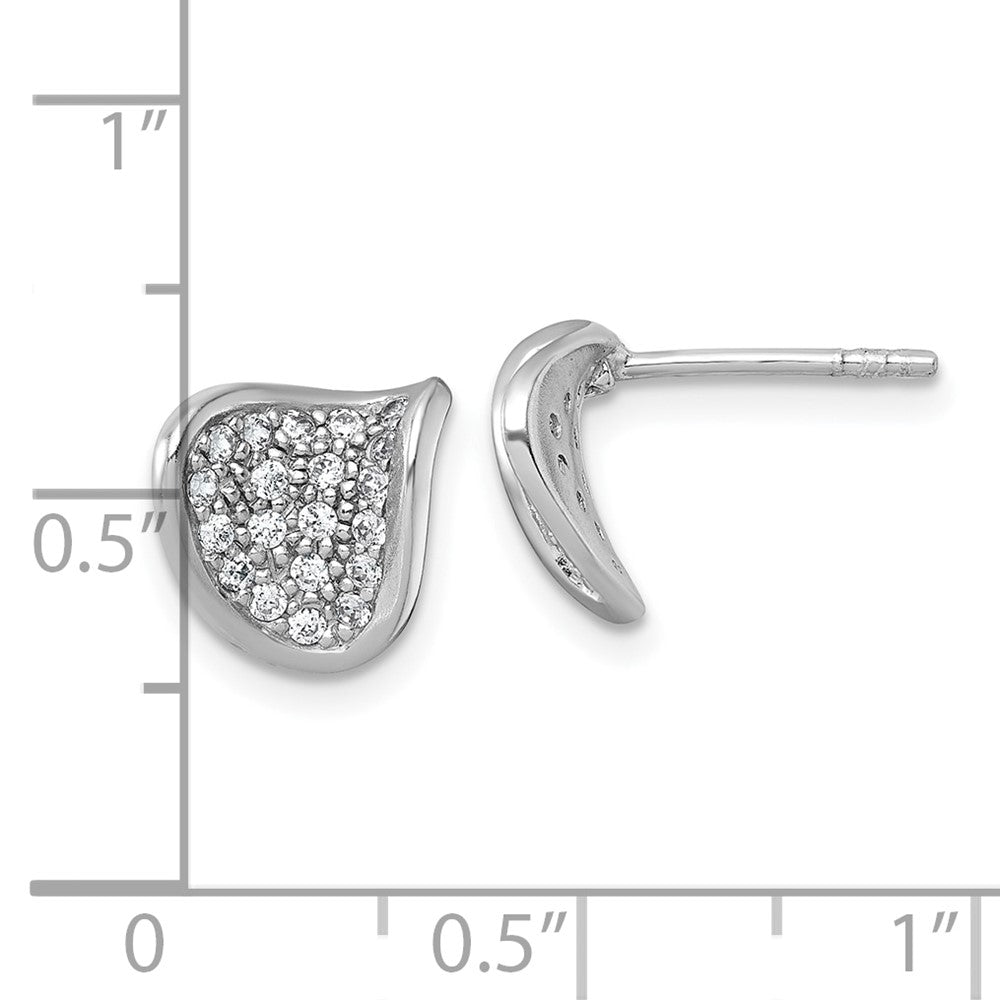 Sterlingsilber Rhodiniert Poliert Gebogen Zirkonia Ohrstecker