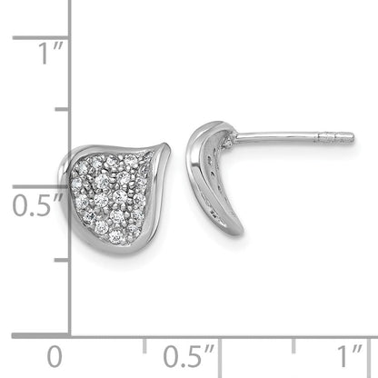 Sterlingsilber Rhodiniert Poliert Gebogen Zirkonia Ohrstecker