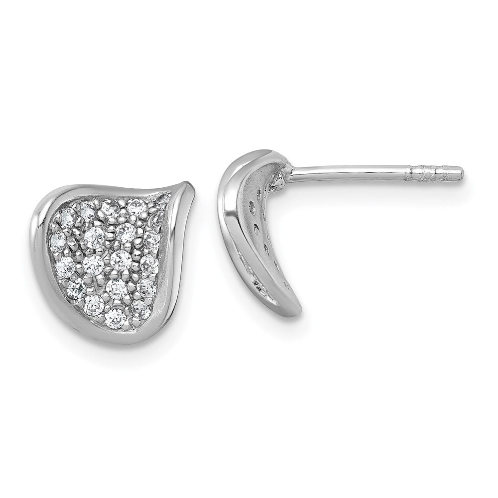 Sterlingsilber Rhodiniert Poliert Gebogen Zirkonia Ohrstecker