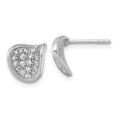 Sterlingsilber Rhodiniert Poliert Gebogen Zirkonia Ohrstecker