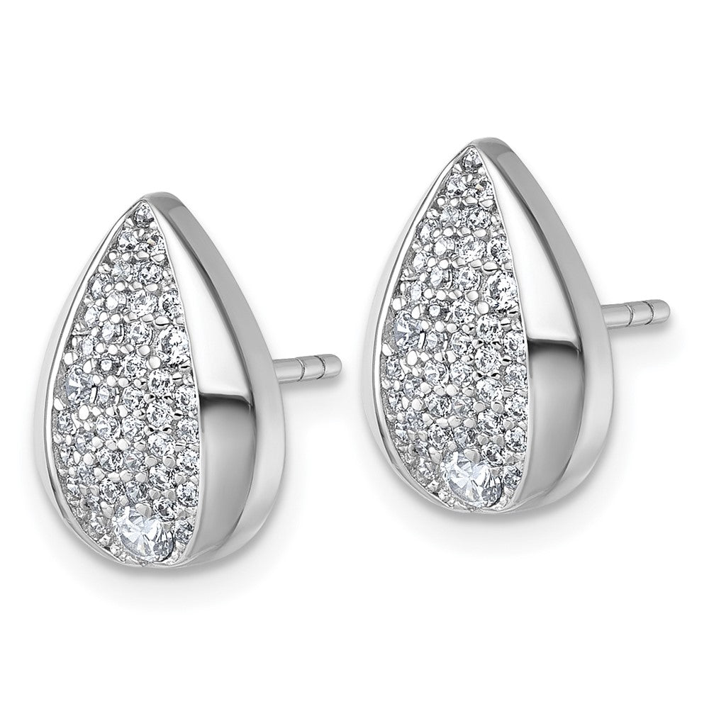 Sterlingsilber Rhodiniert Zirkonia Tropfen Ohrstecker