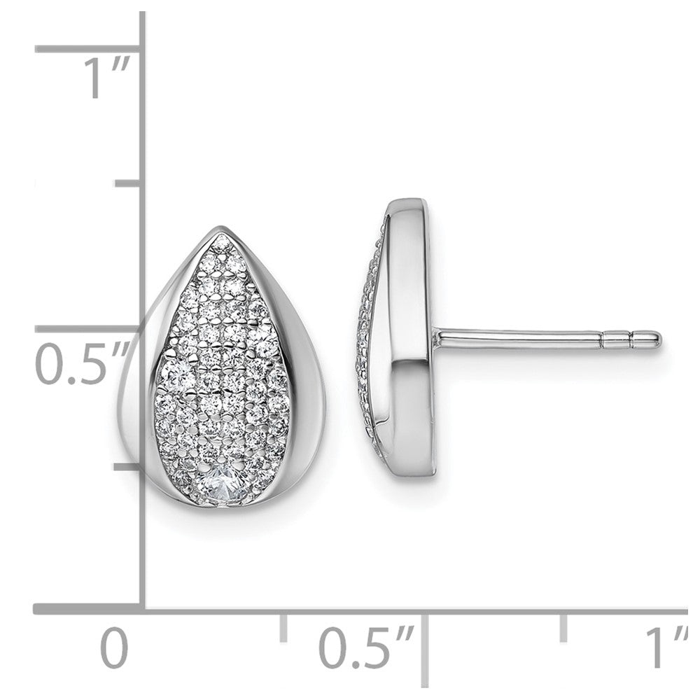 Sterlingsilber Rhodiniert Zirkonia Tropfen Ohrstecker