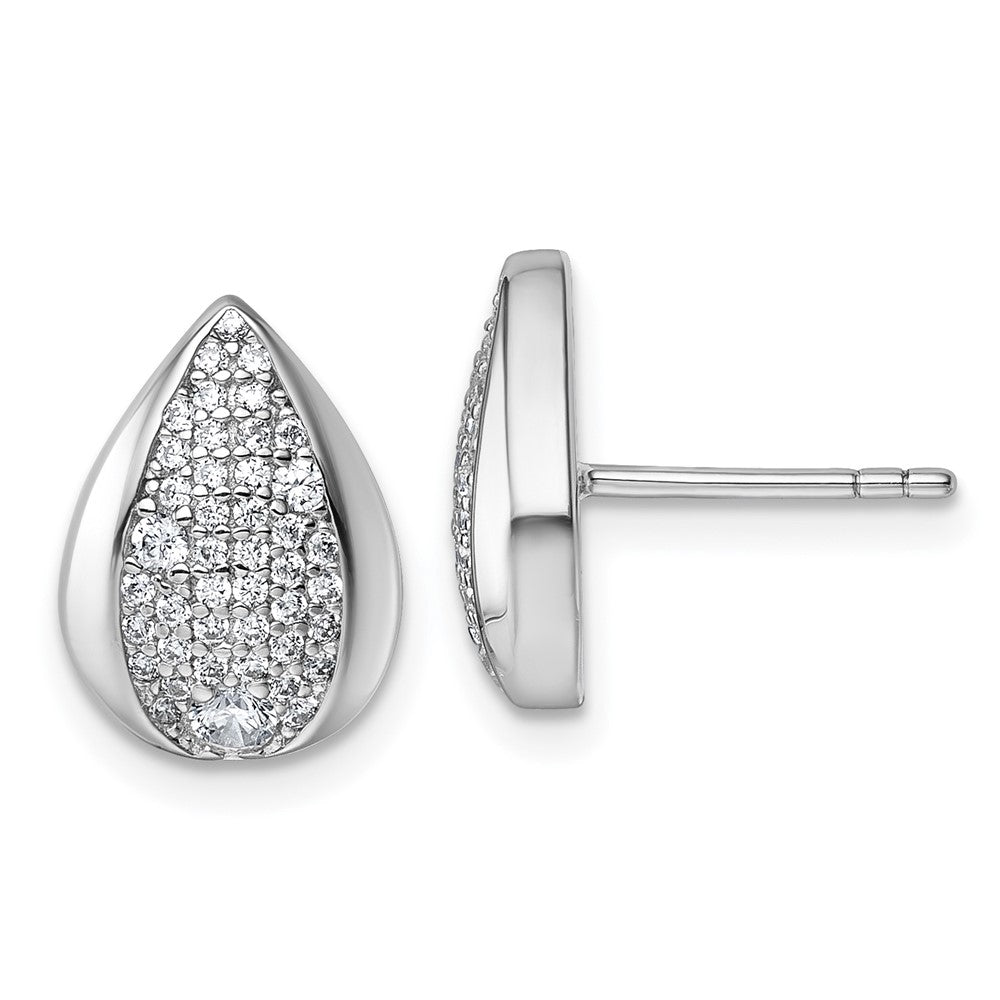 Sterlingsilber Rhodiniert Zirkonia Tropfen Ohrstecker