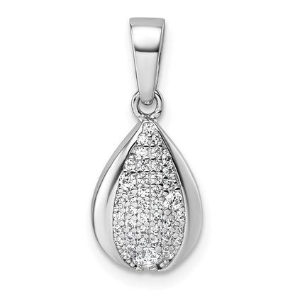 Sterlingsilber Rhodiniert Zirkonia Tropfen Anhänger
