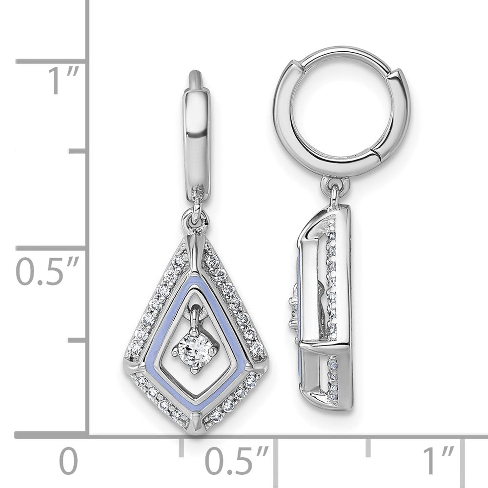 Sterlingsilber Rhodiniert Lebhaft Zirkonia Emaille Hängend Klappbar Creolen