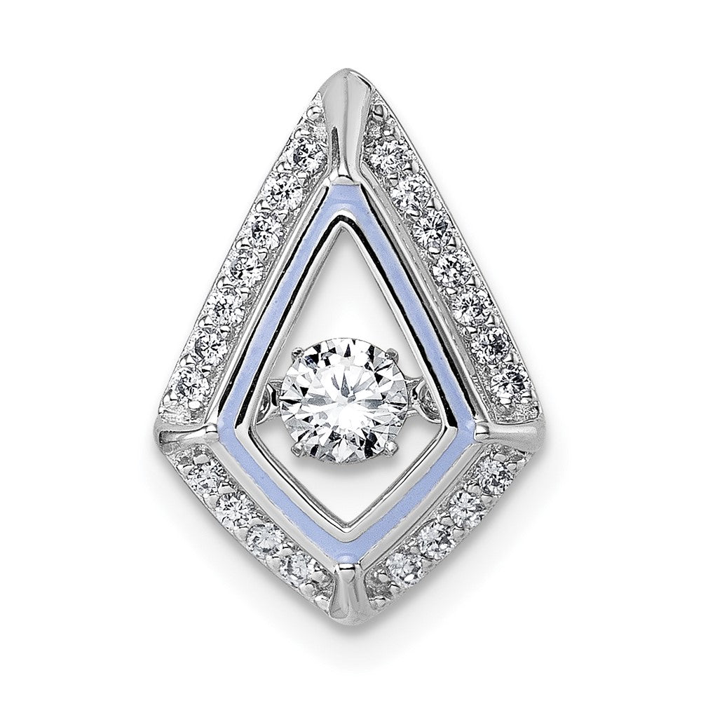 Sterlingsilber Rhodiniert Lebhaft Zirkonia Lila Emaille Kette Anhänger