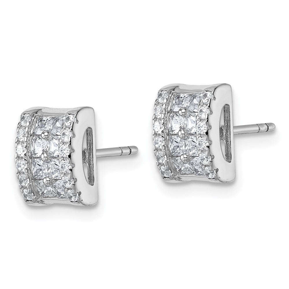Sterlingsilber Rhodiniert Zirkonia Rechteck Ohrstecker