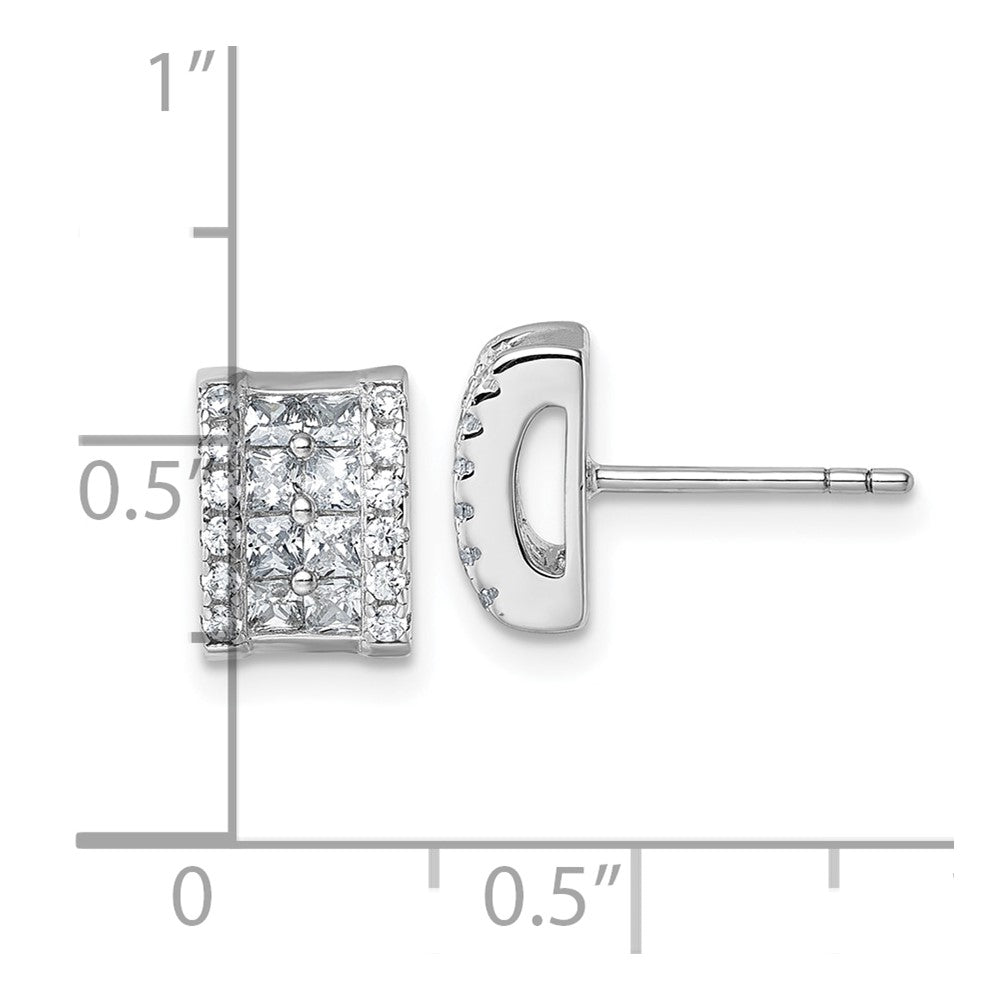 Sterlingsilber Rhodiniert Zirkonia Rechteck Ohrstecker