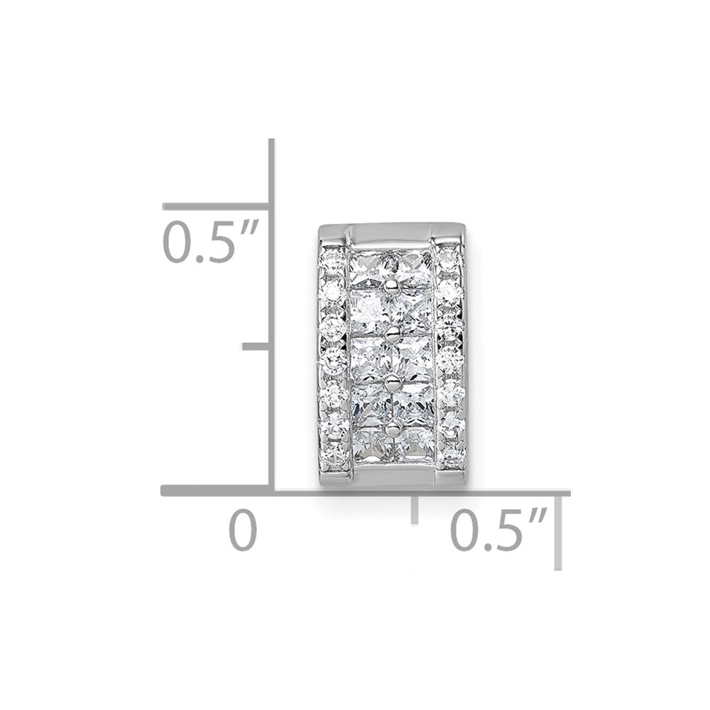 Sterlingsilber Rhodiniert Zirkonia Rechteck Kette Anhänger