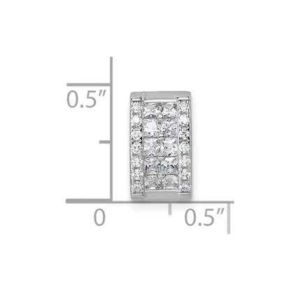 Sterlingsilber Rhodiniert Zirkonia Rechteck Kette Anhänger