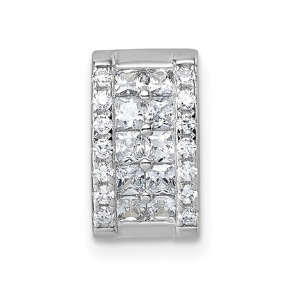Sterlingsilber Rhodiniert Zirkonia Rechteck Kette Anhänger
