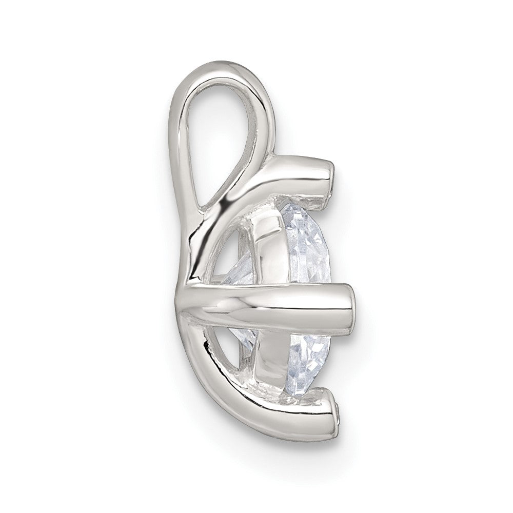 Sterlingsilber Poliert 4 Krappen Zirkonia Kette Anhänger