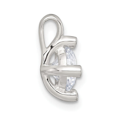 Sterlingsilber Poliert 4 Krappen Zirkonia Kette Anhänger