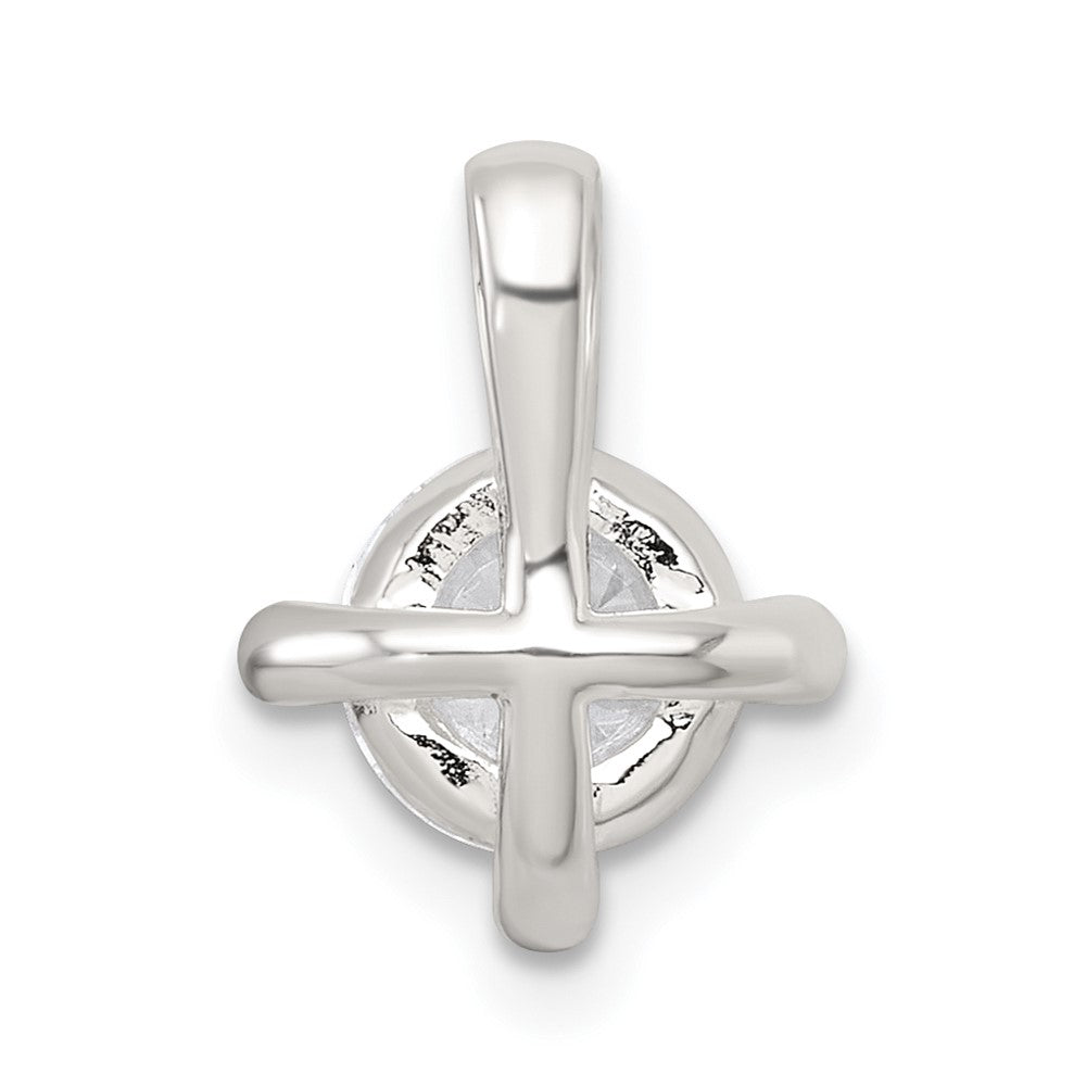 Sterlingsilber Poliert 4 Krappen Zirkonia Kette Anhänger