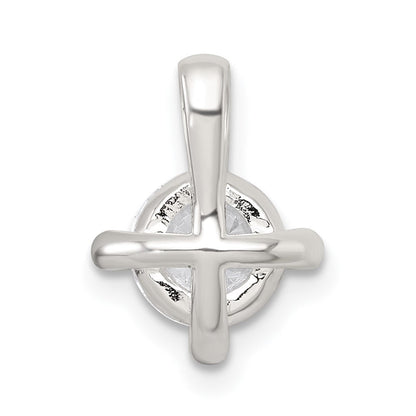 Sterlingsilber Poliert 4 Krappen Zirkonia Kette Anhänger