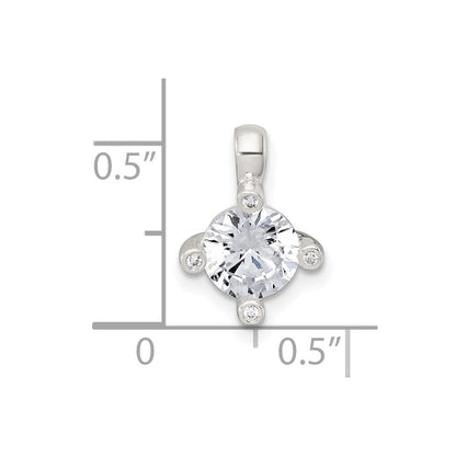 Sterlingsilber Poliert 4 Krappen Zirkonia Kette Anhänger