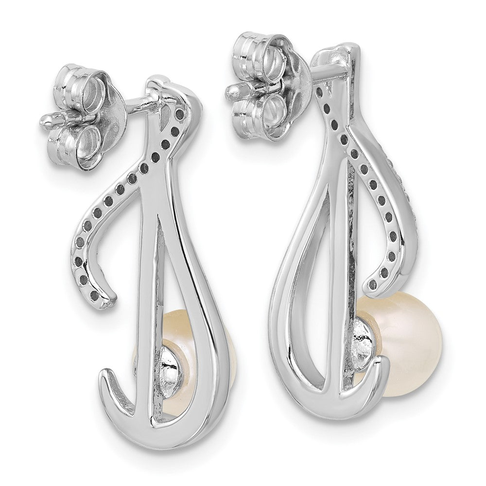Sterlingsilber Rhodiniert Zirkonia Fwc Perle Wirbel Ohrstecker
