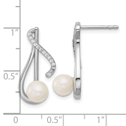 Sterlingsilber Rhodiniert Zirkonia Fwc Perle Wirbel Ohrstecker