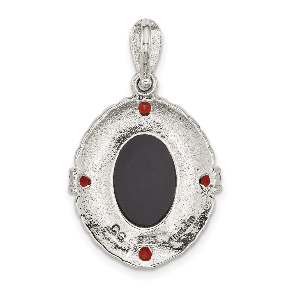 Sterlingsilber Antikisiert Markasit Granat Blk Achat und Perlmutt Cameo Anhänger