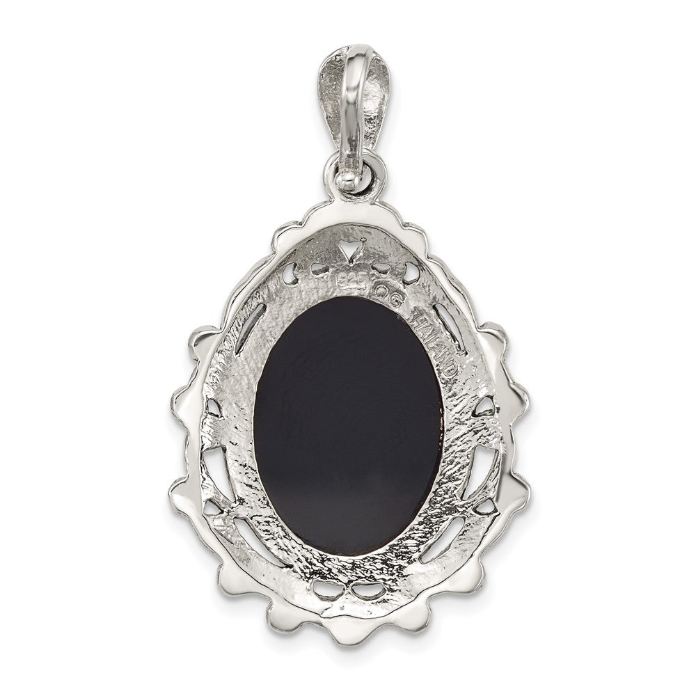 Sterlingsilber Antikisiert Markasit Blk Achat und Perlmutt Cameo Anhänger