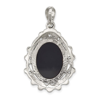 Sterlingsilber Antikisiert Markasit Blk Achat und Perlmutt Cameo Anhänger