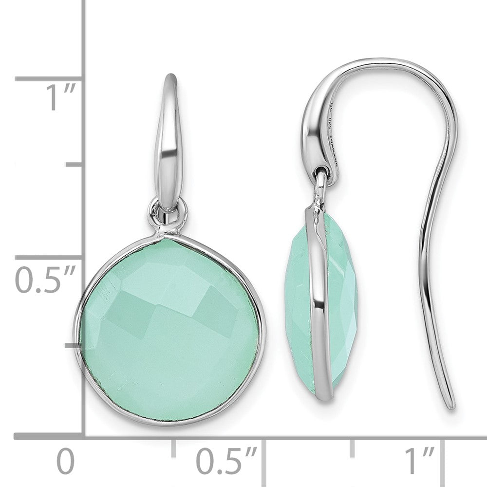 Sterlingsilber Rhodiniert Grün Chalcedony Hirte Haken Ohrringe