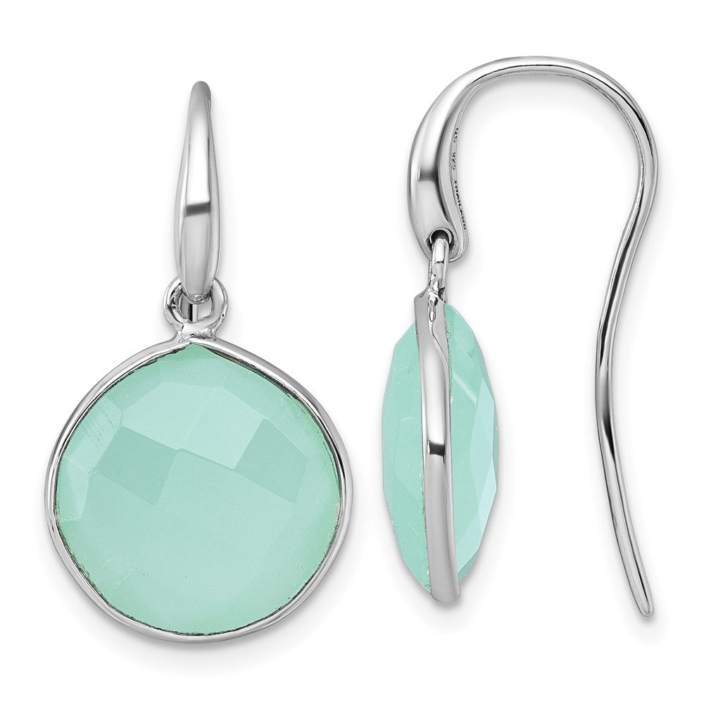 Sterlingsilber Rhodiniert Grün Chalcedony Hirte Haken Ohrringe