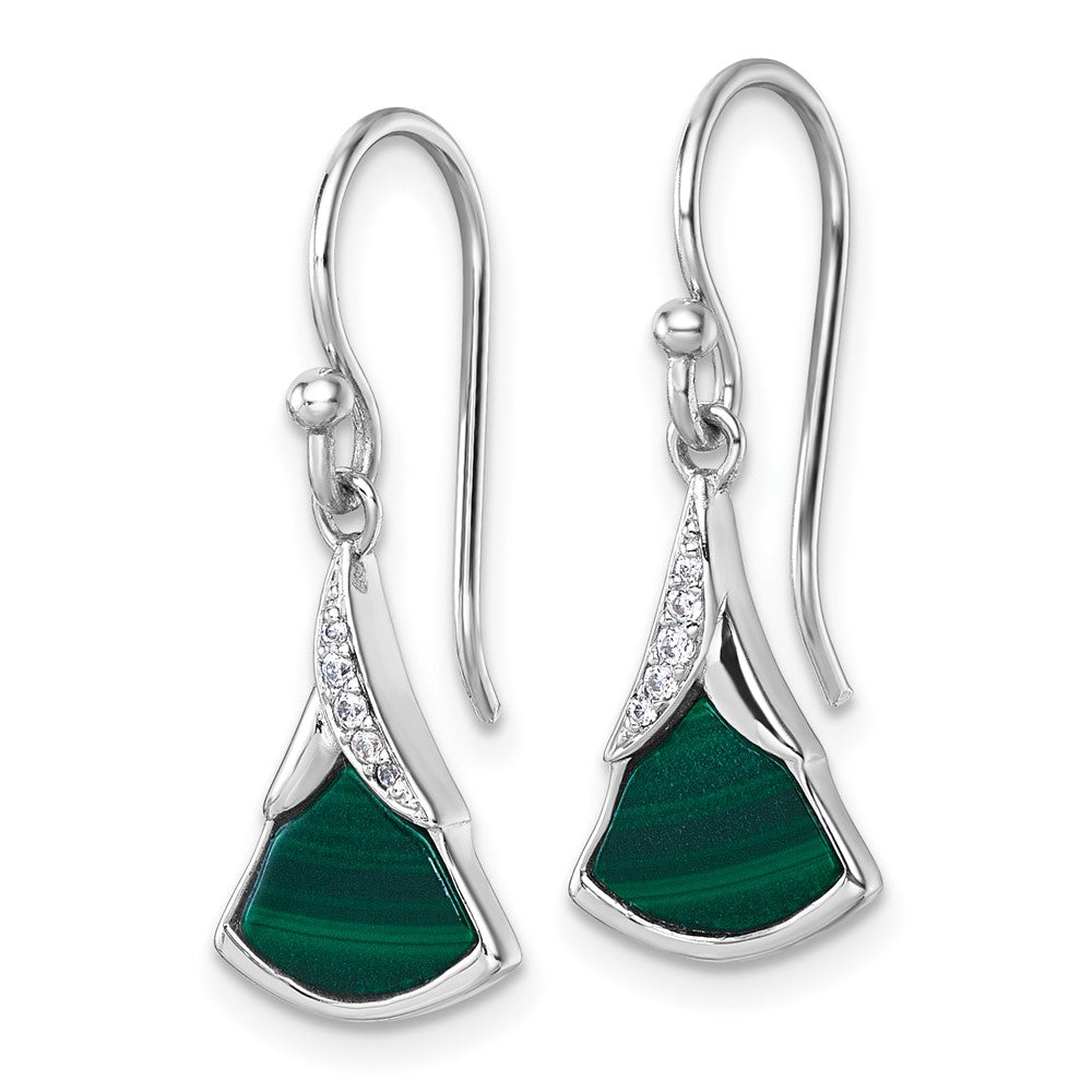 Sterlingsilber Rhodiniert Zirkonia und Malachite Ohrhänger