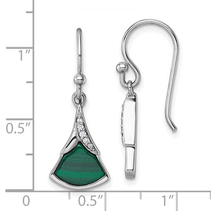 Sterlingsilber Rhodiniert Zirkonia und Malachite Ohrhänger