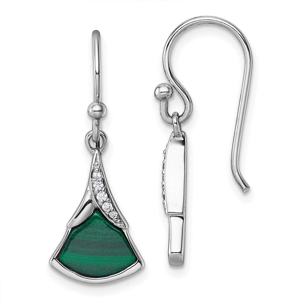 Sterlingsilber Rhodiniert Zirkonia und Malachite Ohrhänger