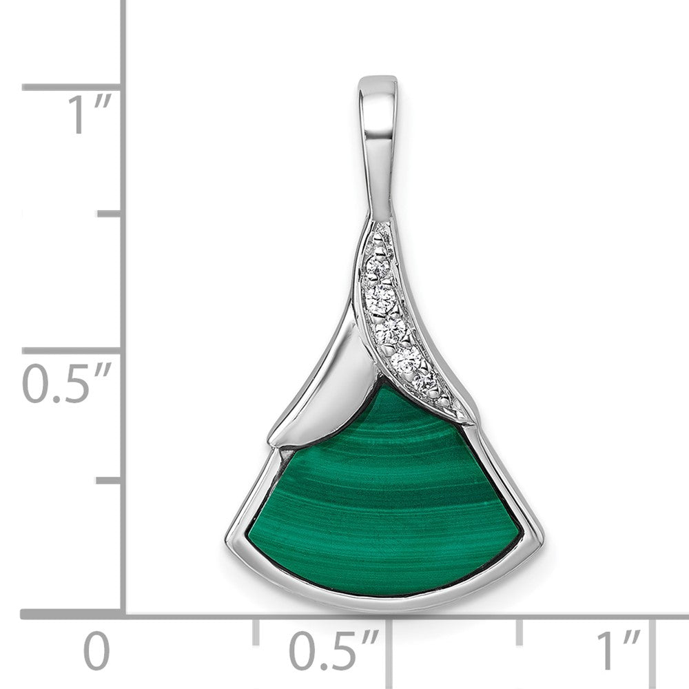 Sterlingsilber Rhodiniert Zirkonia und Malachite Anhänger