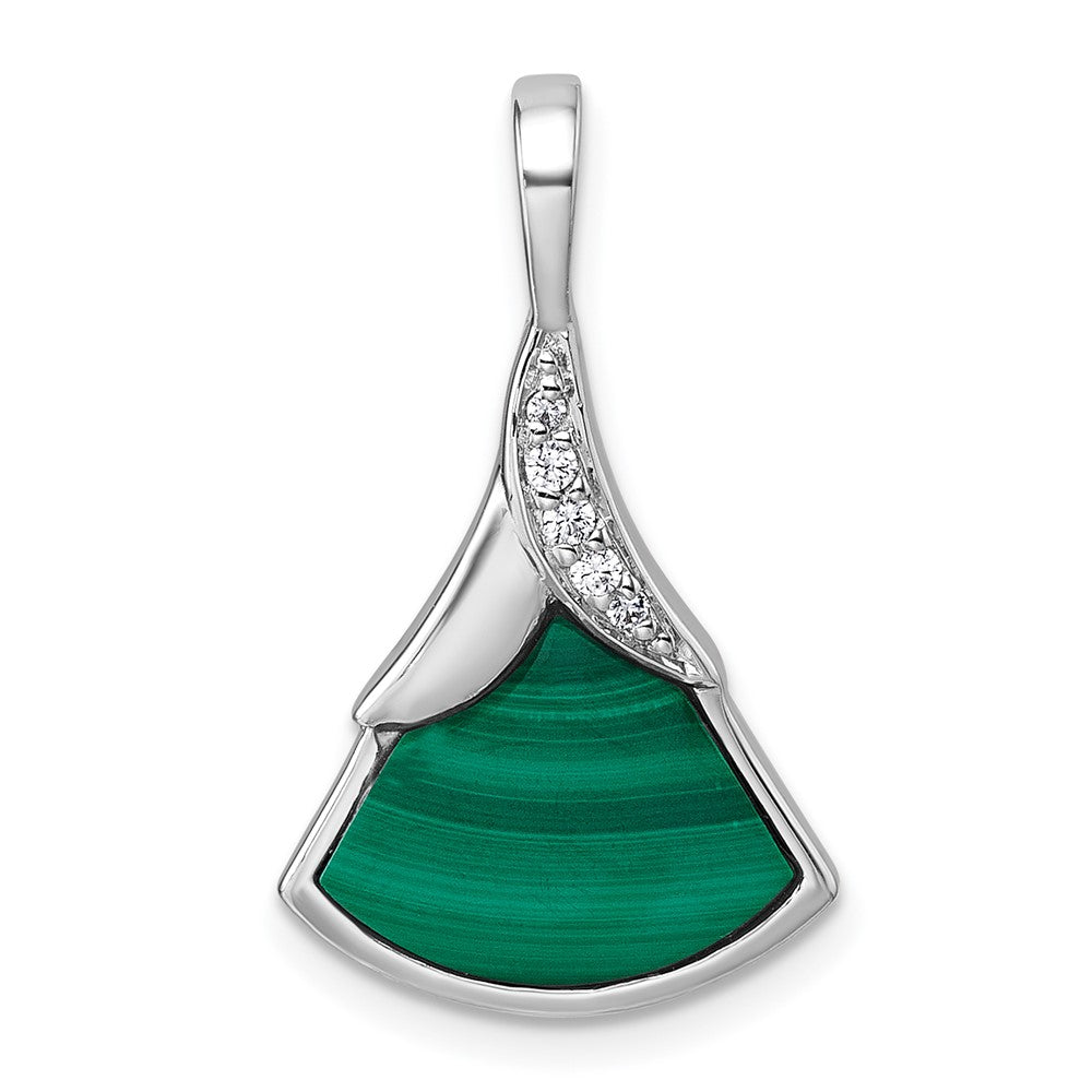 Sterlingsilber Rhodiniert Zirkonia und Malachite Anhänger