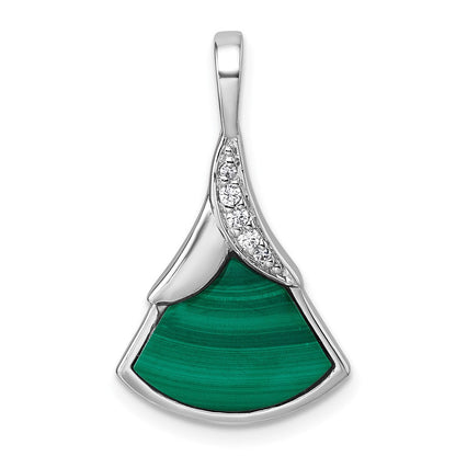 Sterlingsilber Rhodiniert Zirkonia und Malachite Anhänger
