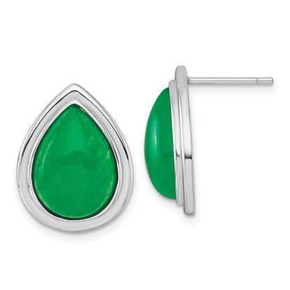 Sterlingsilber Rhodiniert Tropfen Geformt Dyed Jade Quarz Ohrstecker