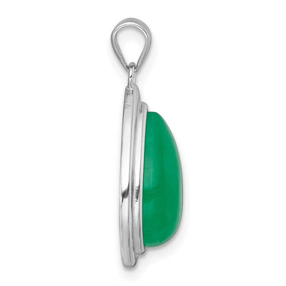 Sterlingsilber Rhodiniert Tropfen Geformt Dyed Jade Quarz Anhänger